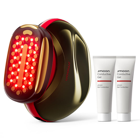 JMOON by Ulike Microcurrent Facial Device, Red Light Therapy for Face, Medical-Grade Anti-aging Skin Care, 4 Modes & 5 Energy Levels for Face Lift, Ideal for Smile Lines, Eyes, Forehead, 2 Gels Includ