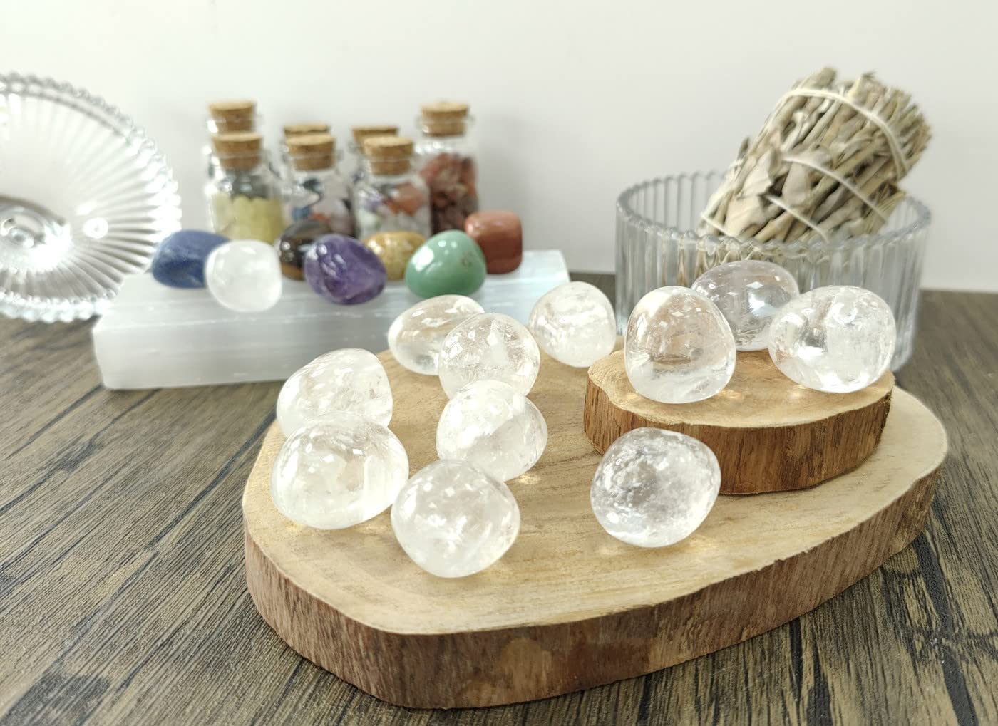 MAIBAOTA Clear Quartz Crystals Natural Healing Crystals Bulk Polished Tumbled Crystals Stones Rocks Energy Balance Crystal Gemstones Vase Filler Decorative Stones Reiki Witch Quartz Crstal