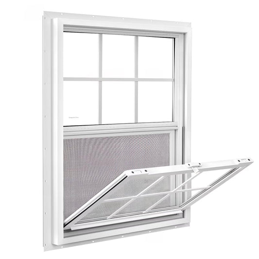 COLORPAPA Vinyl Single Hung Window, 36" x 36" Household Sliding Window with Double-Pane Insulated Tempered Glass, Lower Tilt Sash Screen Included Window for House, Mobile Home (White)