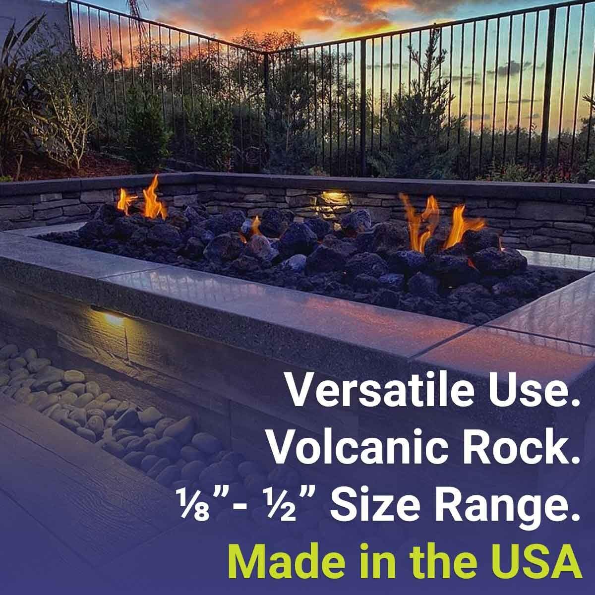 American Fire Products | Medium Lava Rock, 1/2" - 1" | Use in Fireplace, Fire Pit or Bowl | Outdoor & Indoor Volcanic Rock for Natural Gas or Propane Fires | Decorative Landscaping | 10 lb Bag