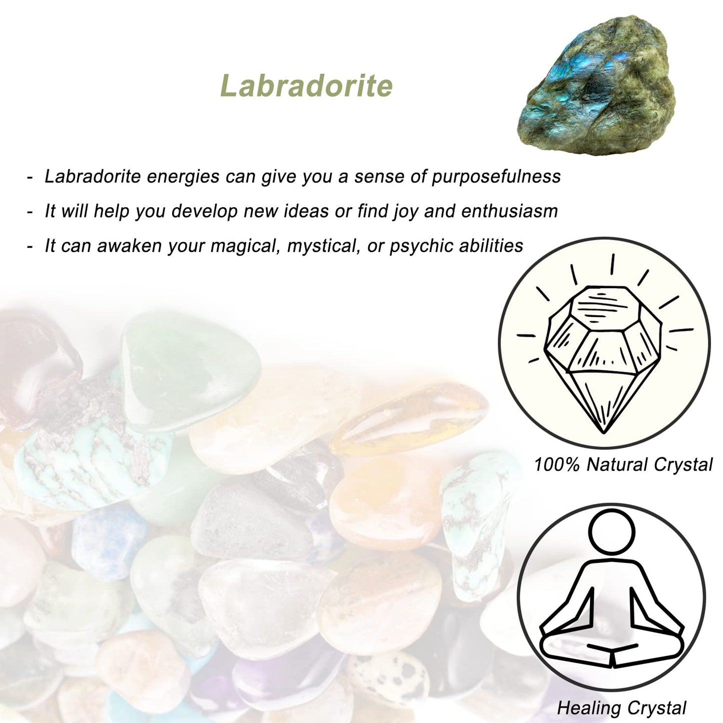 Labradorite Raw Crystals, Large 1.25-2.0" Healing Crystals Natural Rough Stones Crystal for Tumbling, Cabbing, Fountain Rocks, Decoration, Polishing, Wire Wrapping, Wicca & Reiki