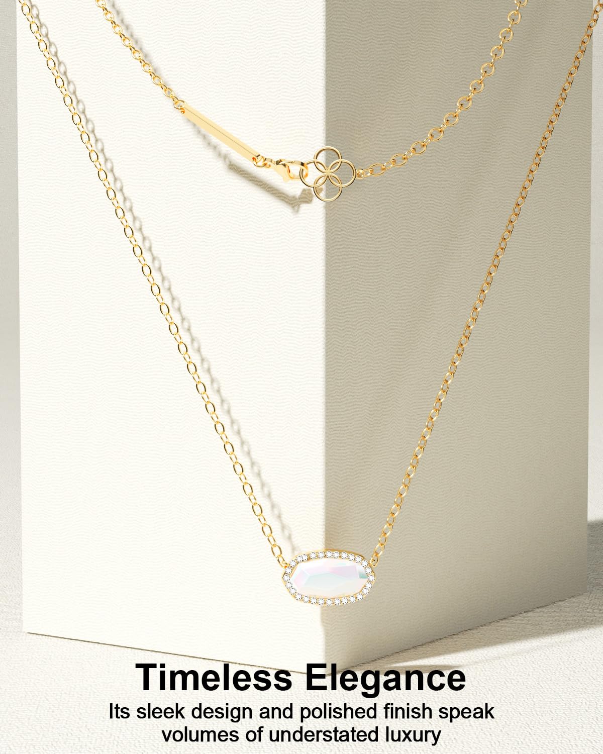 AICase 18K Gold Plated Pendant Necklace for Women,Diamond Rhinestone Dainty Fashion Jewelry,Anniversary Wedding Birthday Gifts for Women/MoM/Sister/Friends/Her/Wife/Grandma/Coworker_White