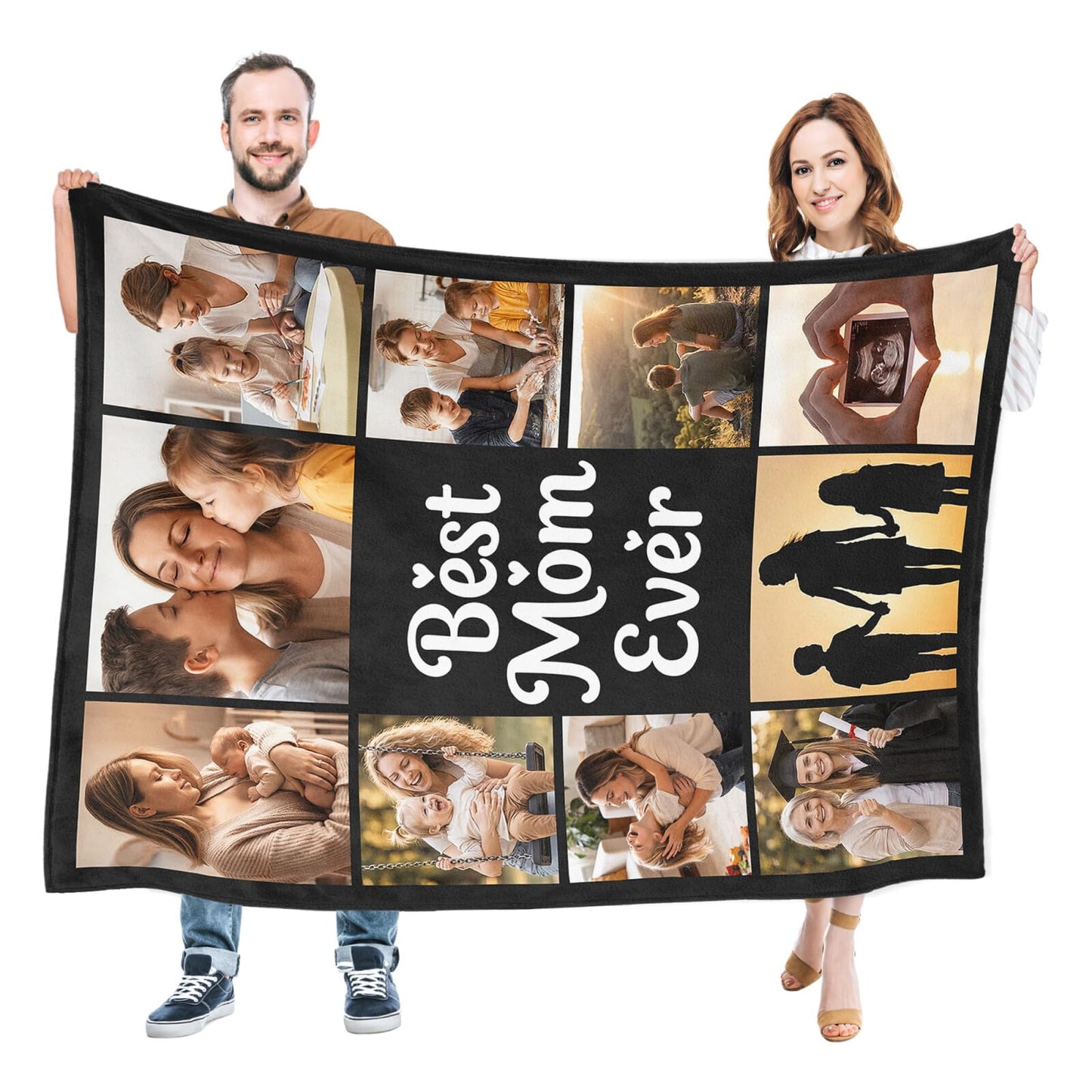 Mothers Day Blanket Gifts for Mom, Custom Blanket with Photo, Personalized Picture Blankets, Customized Blankets, Christmas Birthday Gifts for Mom from Daughter, Customizable Gift for Women Men Dad