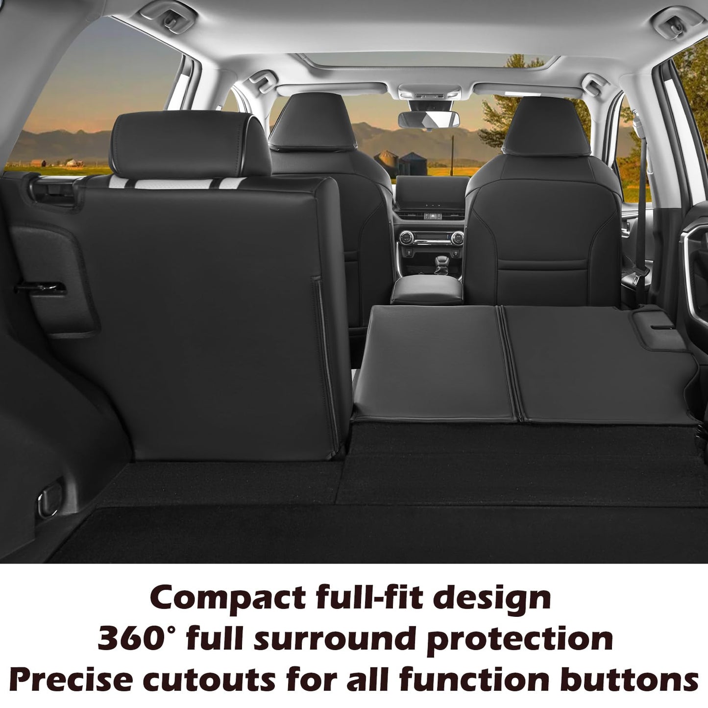 HKZ Fit RAV4 Car Seat Covers Set for 2019 2020 2021 2022 2023 2024 2025 Toyota RAV4 LE,XLE,XLE Premium,Limited - 5 Seats Full Set Leather(Black/Gray)