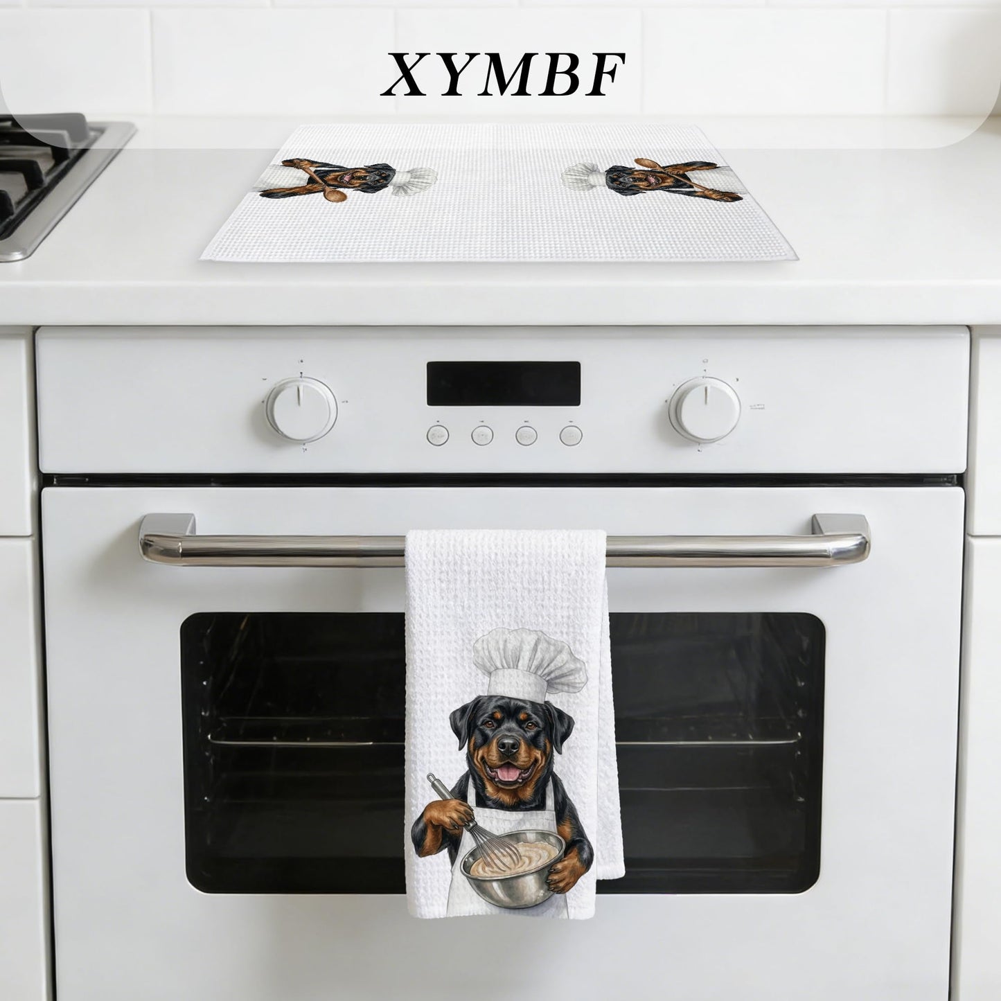 XYMBF Rottweiler Gifts Kitchen Towels, Rottweiler Gifts Dish Tea Towel, Puppy Chef Dog Lover Gift Decorative Hand Tea Towels for Kitchen Decor, 16X24 Inch Set of 2