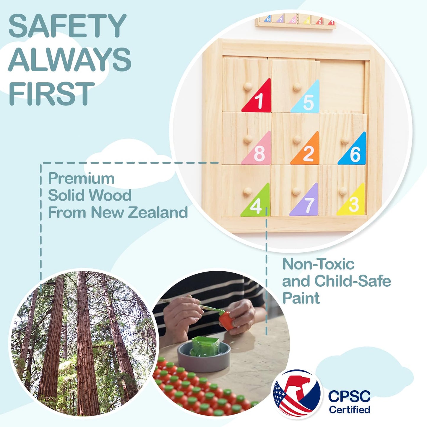 Monläurd® Cloud Montessori Busy Board, Sensory Board, Wooden Toys, Wall Toys, Boys and Girls 6M+