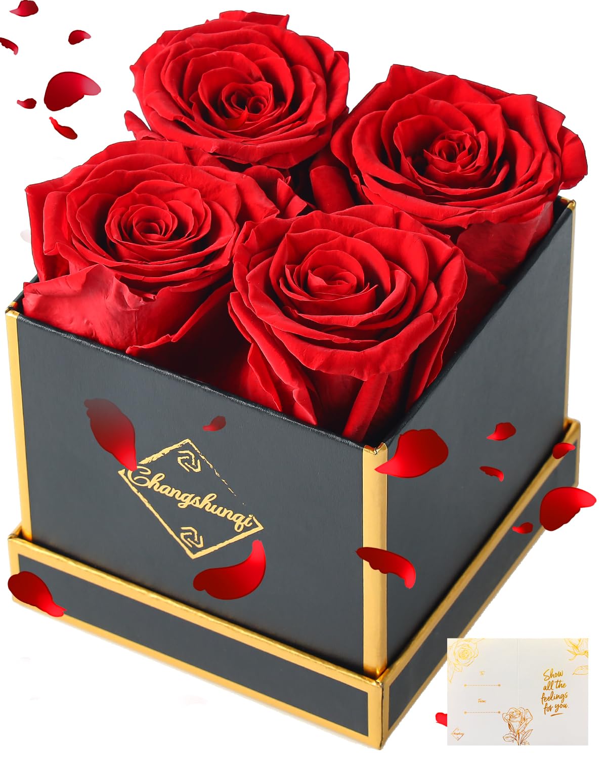 Changshunqi Forever Flowers, Preserved Roses in a Box, Eternal Rose Flowers for Delivery, Forever Preserved Roses for Her Women Wife Christmas Birthday Mothers Flower for Mom Womens Girlfriend