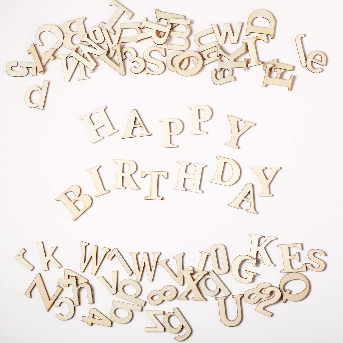 Blulu 248 Pcs 1 Inch Wood Alphabet Letters Numbers Blank Unfinished Wooden Letters Numbers for Crafts with Rustic Storage Tray for Spelling Learning Education Back to School Gifts(Wood Color)