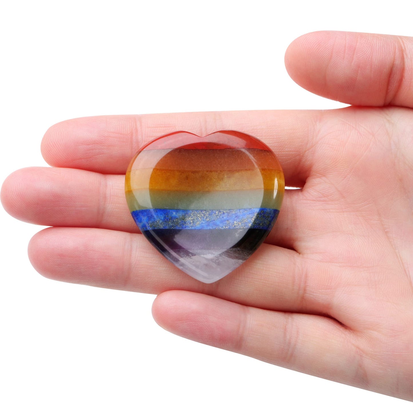 Jovivi 40mm Worry Stones for Anxiety 7 Chakra Crystal Heart Love Healing Crystals Natural Reiki Gemstone Palm Pocket Stones Energy Balancing Meditation Gift