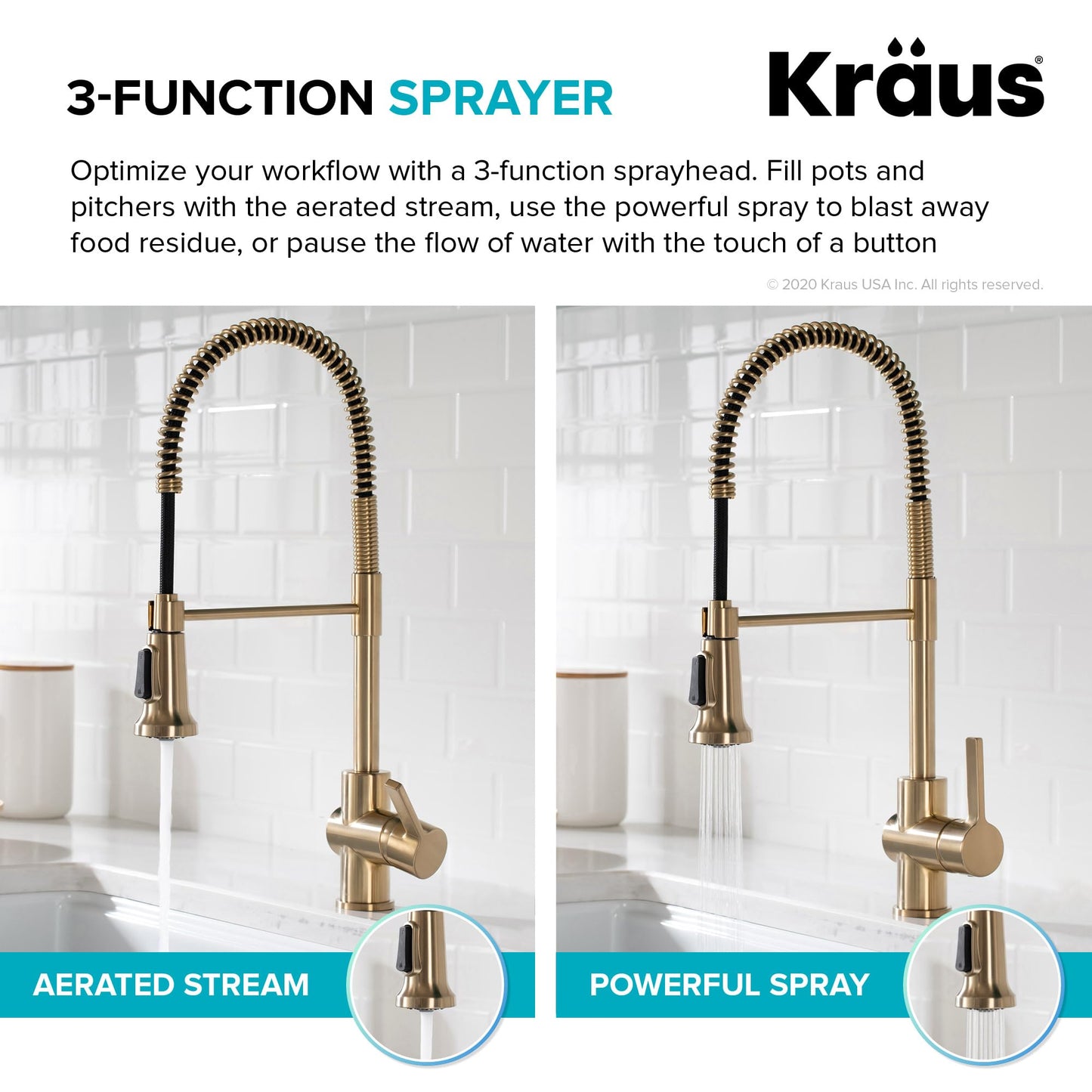 KRAUS Britt Commercial Style Kitchen Faucet in Spot Free Antique Champagne Bronze, KPF-1690SFACB