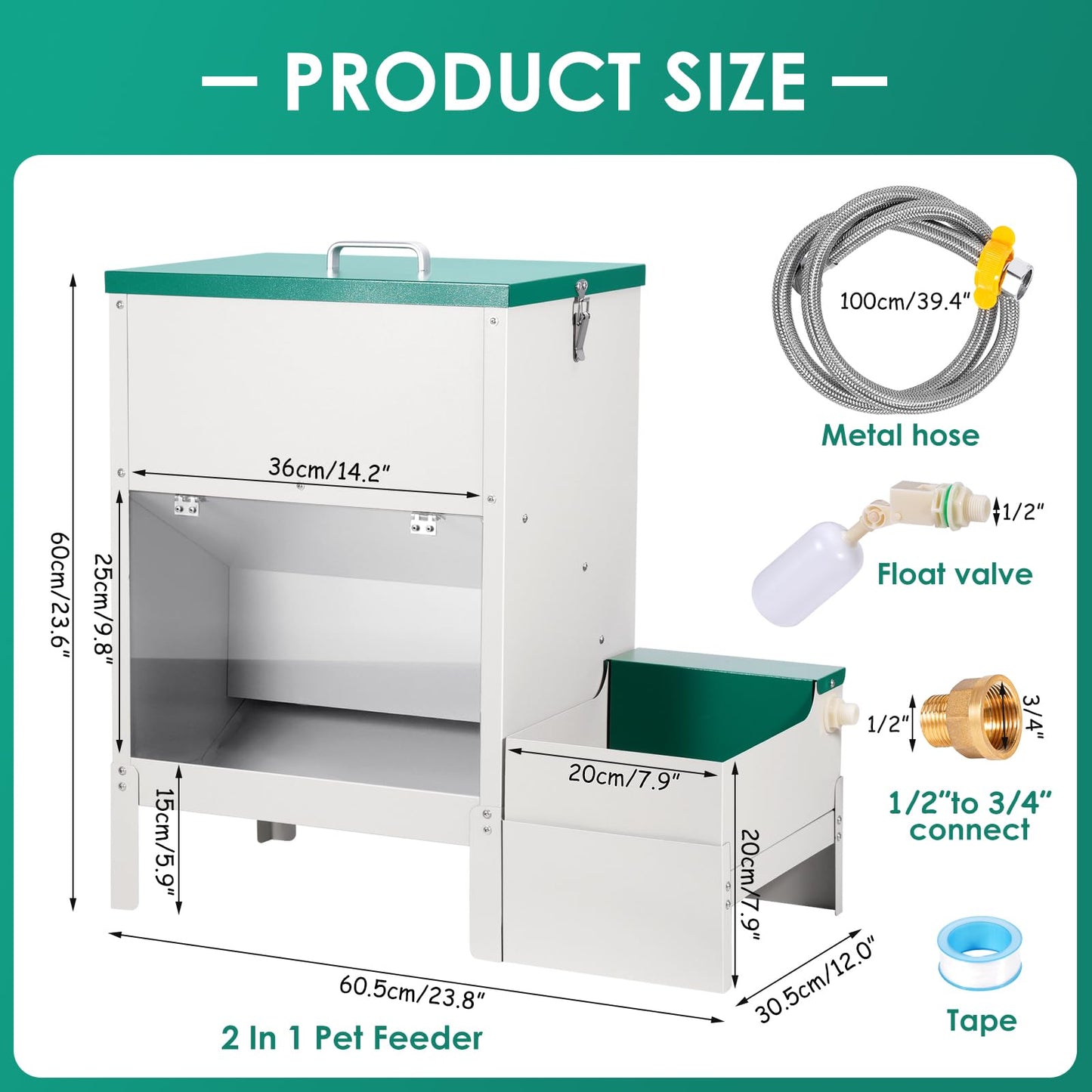 PKNYBZH 38L Automatic Dog Feeder Large Breed and Automatic Dog Water Dispenser for Large Dogs