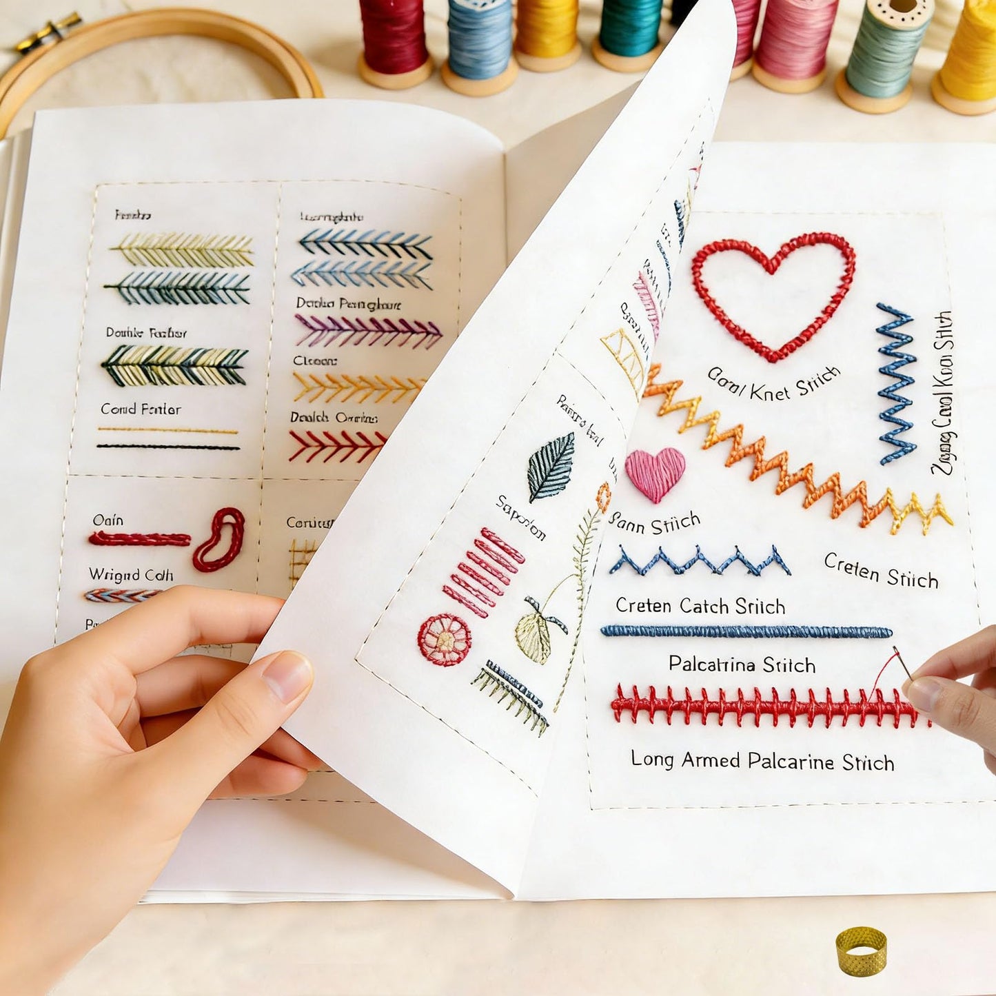 2026 Upgraded Embroidery Kit for Beginners, Embroidery Stitch Book Kit, Embroidery Book of Stitches & Sewing Kit, Portable All Scenario Cross Stitch Kits Easter Basket Stuffers for Teens Toddler