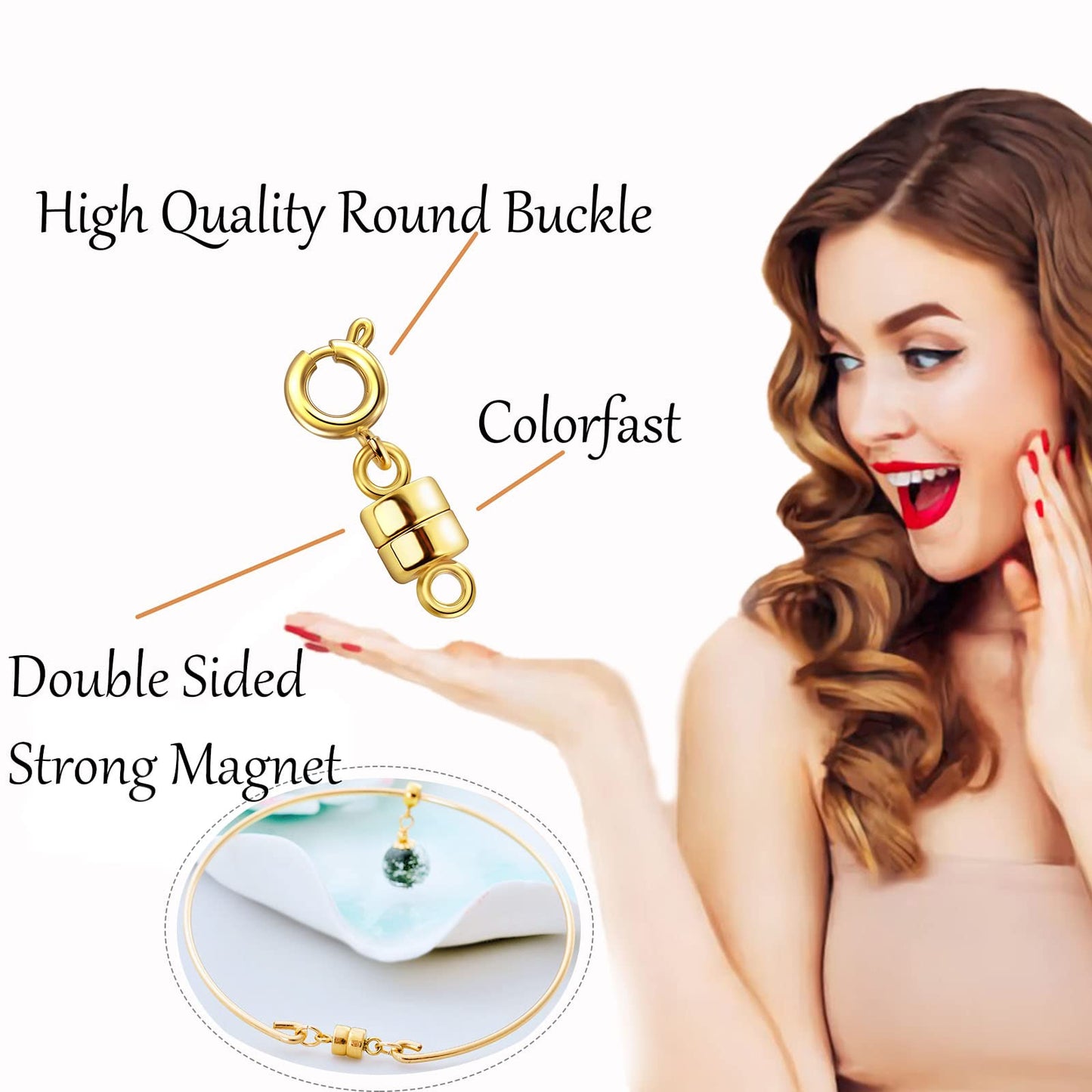 Dailyacc Magnetic Necklace Clasps and Closures - Safety 14 K Gold and Silver Jewelry Converters for Bracelets Chain Extender