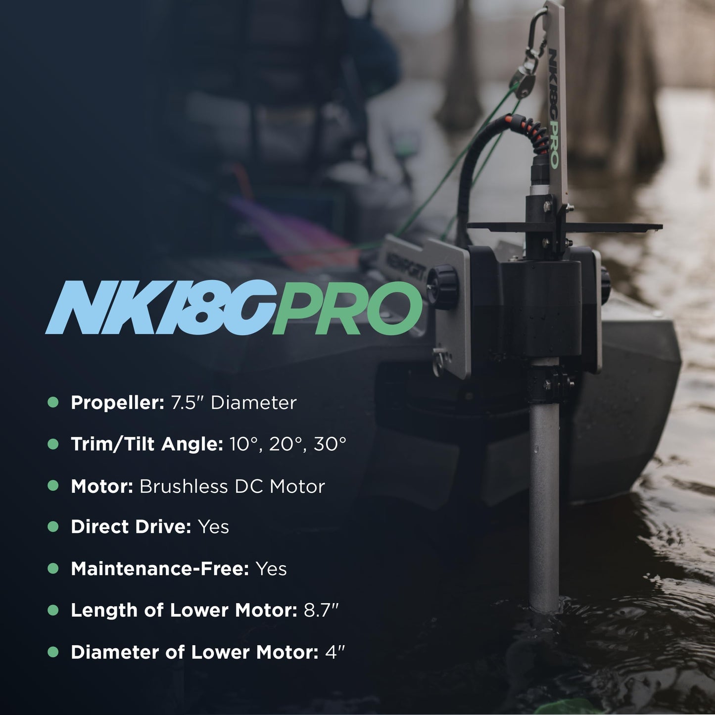 Newport NK180PRO Electric Kayak Motor - 1.8 HP Equivalent, 24V Brushless Direct Drive, Extended Range up to 100 Miles, Whisper-Quiet Precision, and Optimized Efficiency