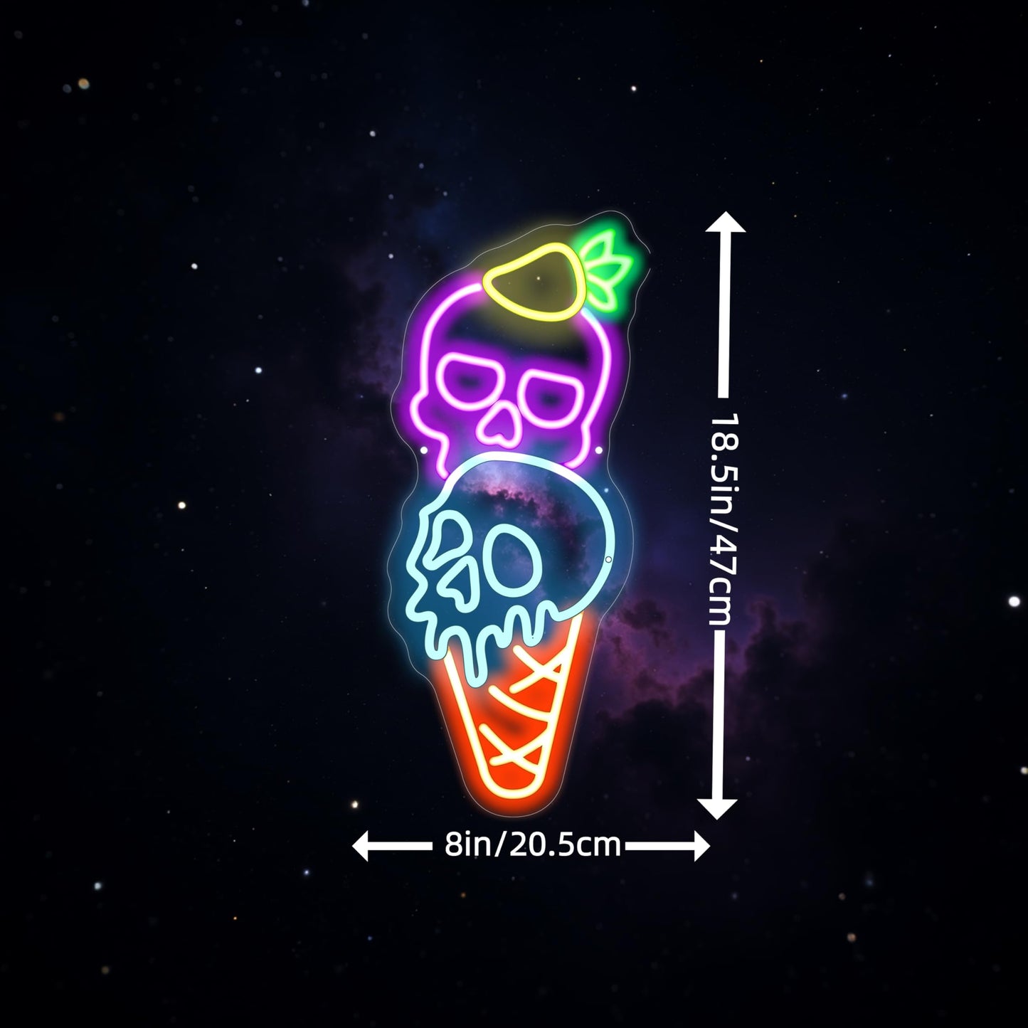 Ice Cream Skull Neon Sign, Quirky Gothic LED Wall Art,Skull Neon Light Ice Cream Neon Lighht Valentines Day Gifts Playful romance decor, Valentine's gift idea, Valentine's Day Gift for we