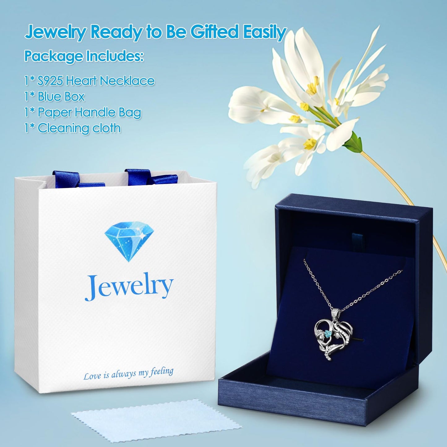 Zifeel Mothers Day Gifts for Mom Wife Her Grandma, S925 Sterling Silver Birthstone Necklaces Jewelry for Women, Mother's Day Love Heart Pendant Necklace for Anniversary Birthday Christmas Day