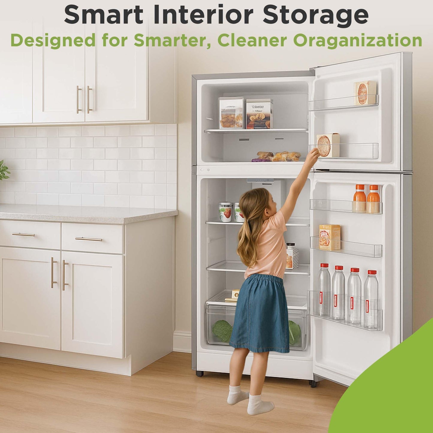 HAMILTON BEACH, Frost Free Top Mount 2 Door Apartment Size Refrigerator with Freezer, STAINLESS, 18 CU FT
