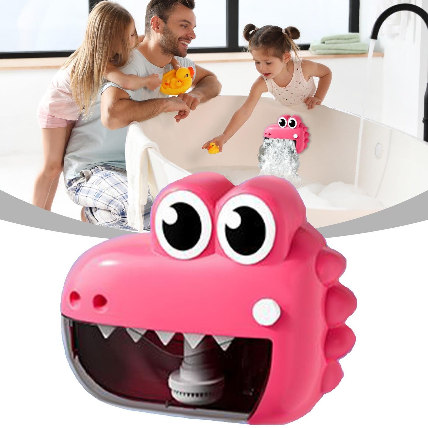 Bubble Bath Machine - bathtimes Cute Frogs Crocodiles Toys, Automatic Bath Bubble Maker, Interactive Water Play Solution, impacts Resistant ABS Body | Bathtub Toy for Boys & Girls Bathroom Fun