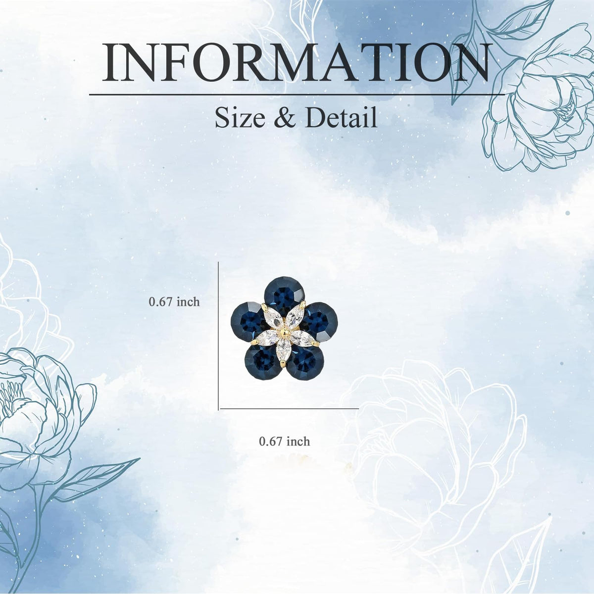EMEGCY Blue Crystal Flower Brooch for Women Gold Plated Flower Lapel Pin Jewelry Gift for Mom Wife