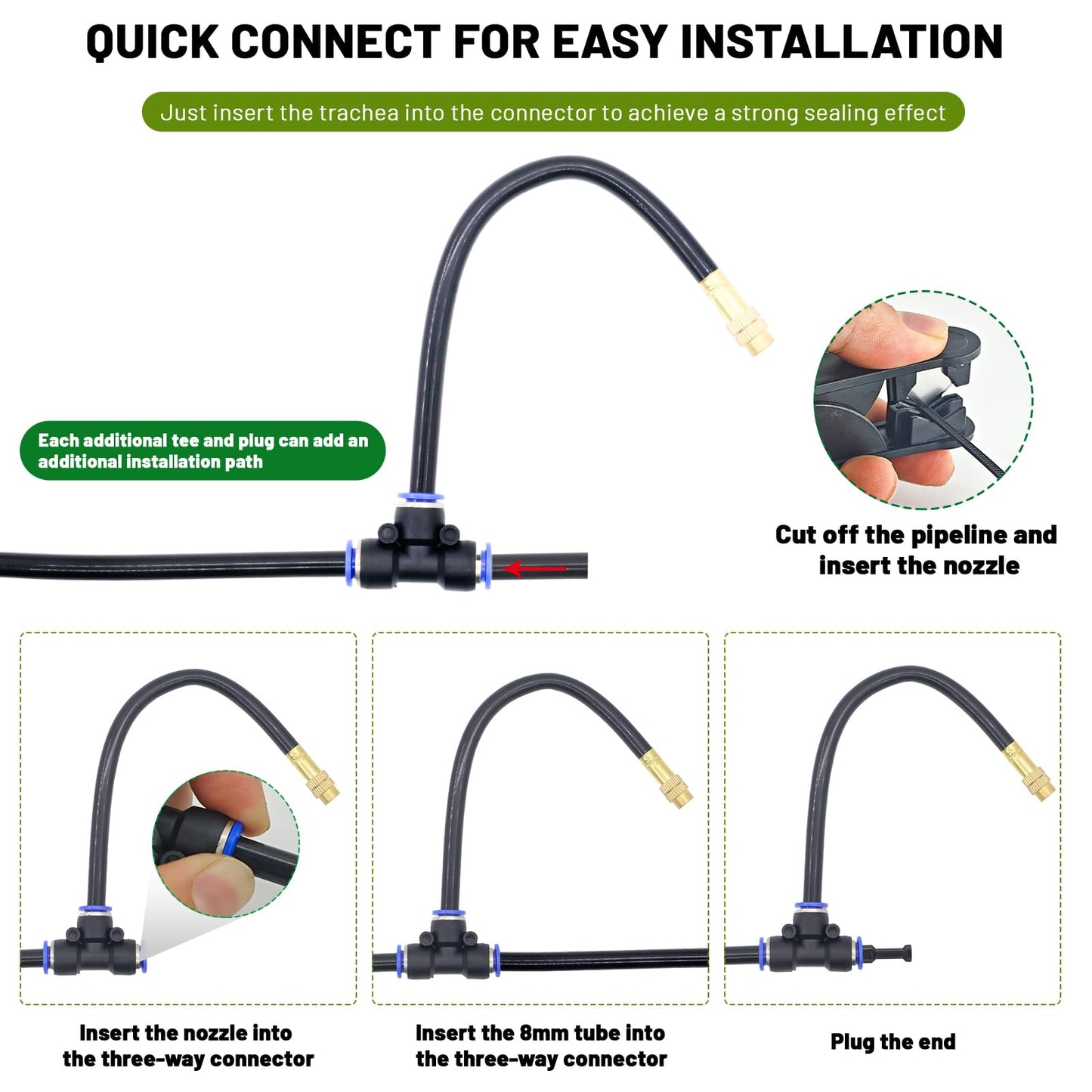 Thiswing 360° Adjustable Drip Irrigation System - 20 FT Garden Watering System with 5 Nozzles, Raised Bed Sprinkler System, Garden Mister for Yard, Lawn, Plants, 5/16" Tubing