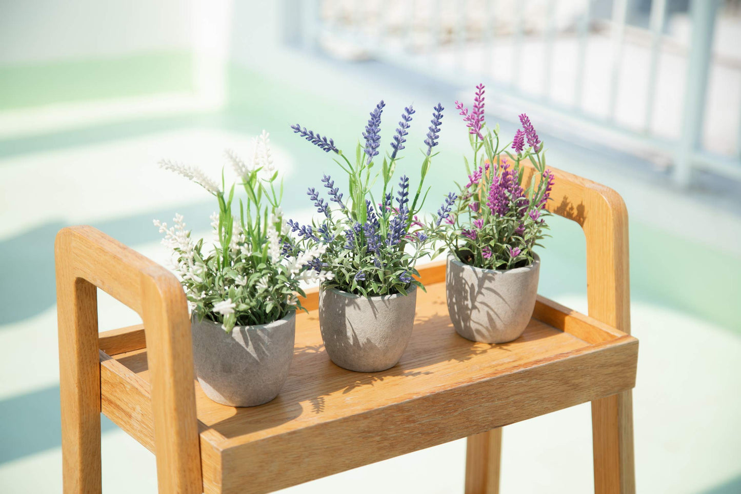 Velener Artificial Lavender Flowers(Pink/White/Purple), Small Fake Lavender Plants Pot Set of 3 - Faux Lavender Flowers for Farmhouse/Home