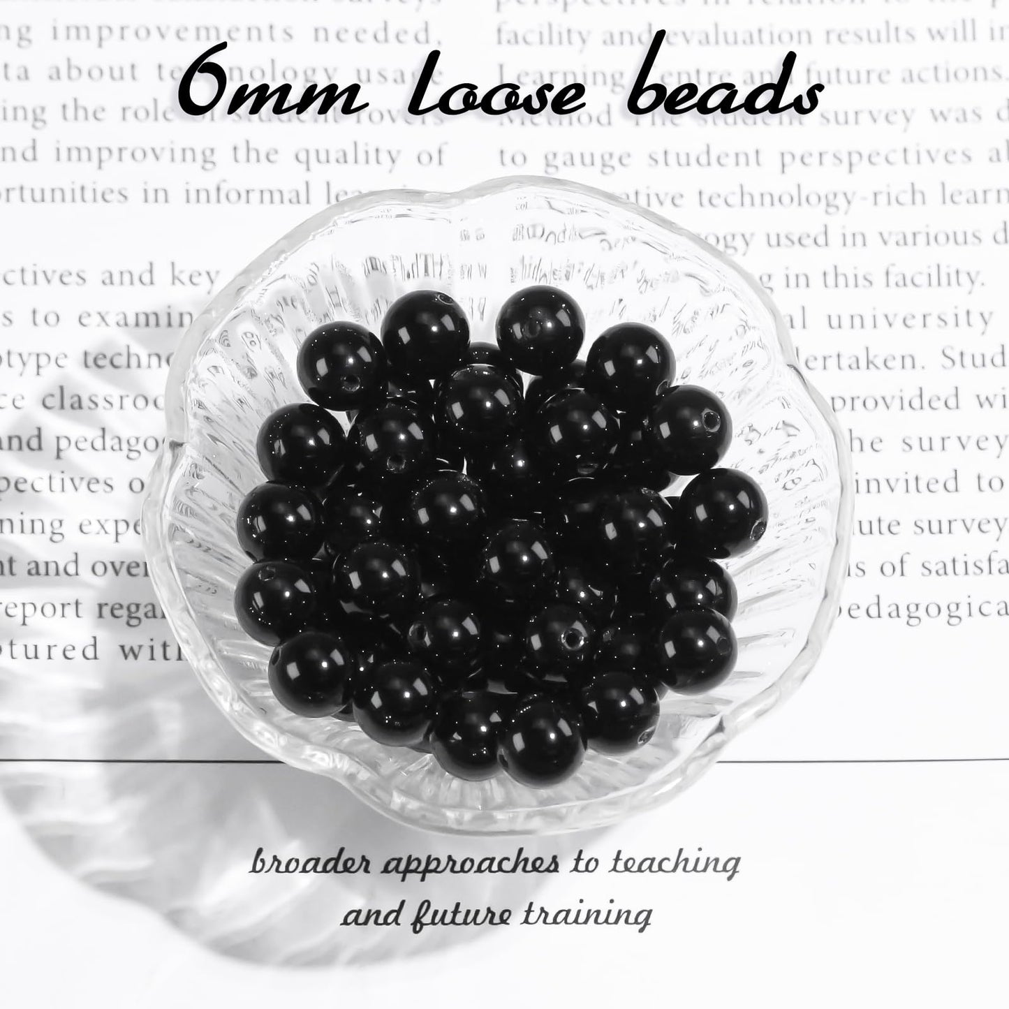 6mm Natural Gemstone Round Black Tourmaline Loose Beads for Jewelry Making Bracelets Necklace Earrings Art Craft (60-62pcs/strand)