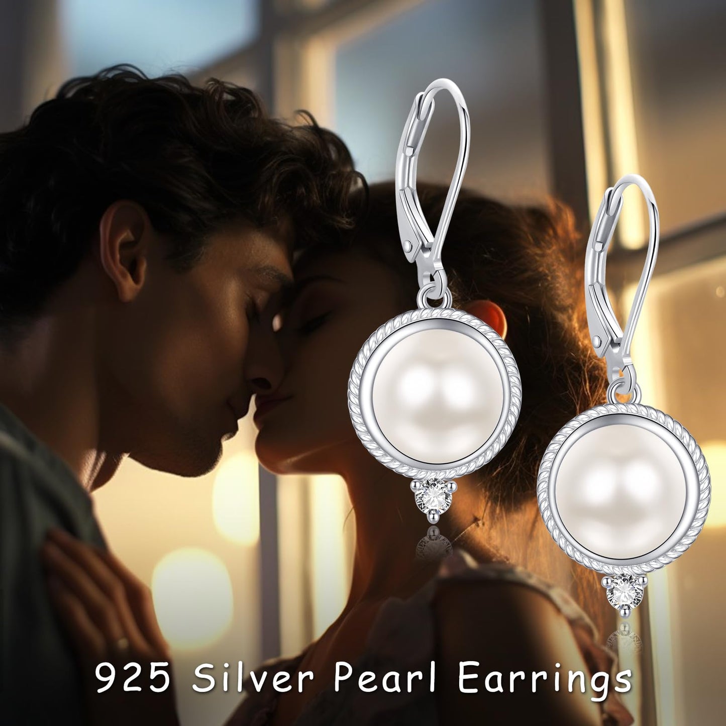 POPLYKE 925 Sterling Silver Pearl Leverback Earrings for Women Fresh Water Pearl Dangle Earrings Pearl Jewelry Gifts Birthday Hypoallergenic