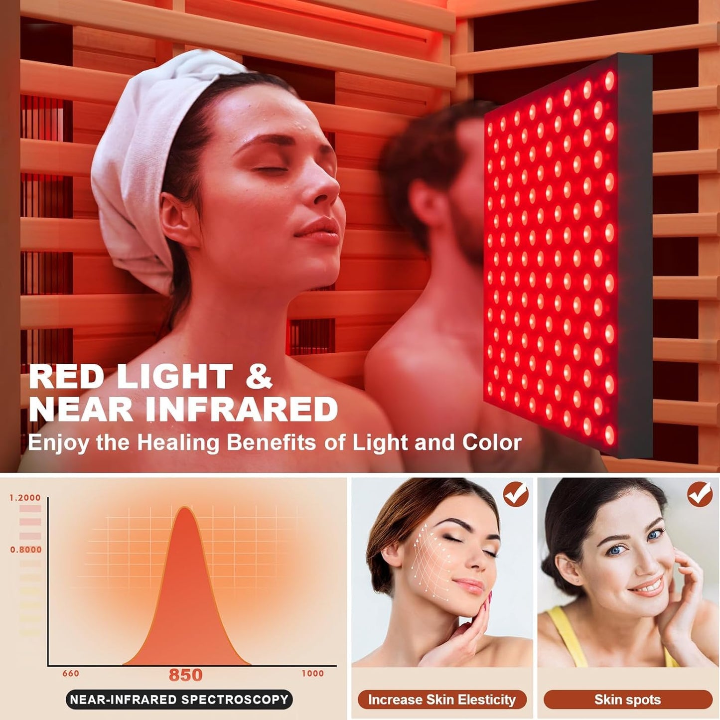 MEISSALIVVE Full Spectrum Sauna for Home, 1-2 Person Infrared Sauna with 7-Color Light Therapy & Bluetooth Speakers, Indoor Dry Heat Sauna with Red Light, Personal Luxury Spa for Home & Gym