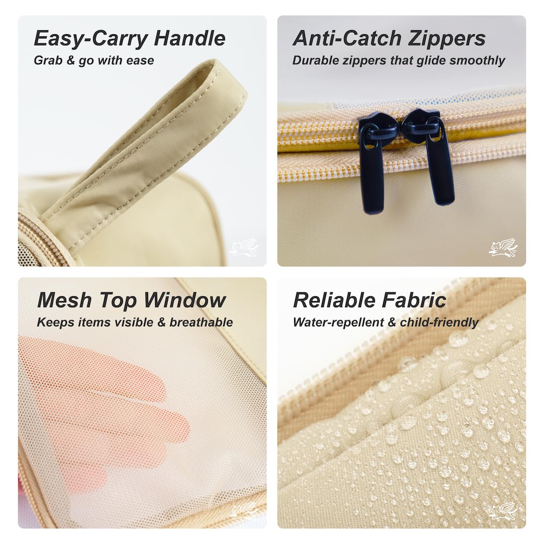 AEROARTLY Compression Packing Cubes for Travel, Carry On Suitcase Organizer, Travel Essentials for Women and Men, Travel Bags for AEROARTLY Luggage, Holiday & Birthday Gifts Bags (4PC Set, Beige)