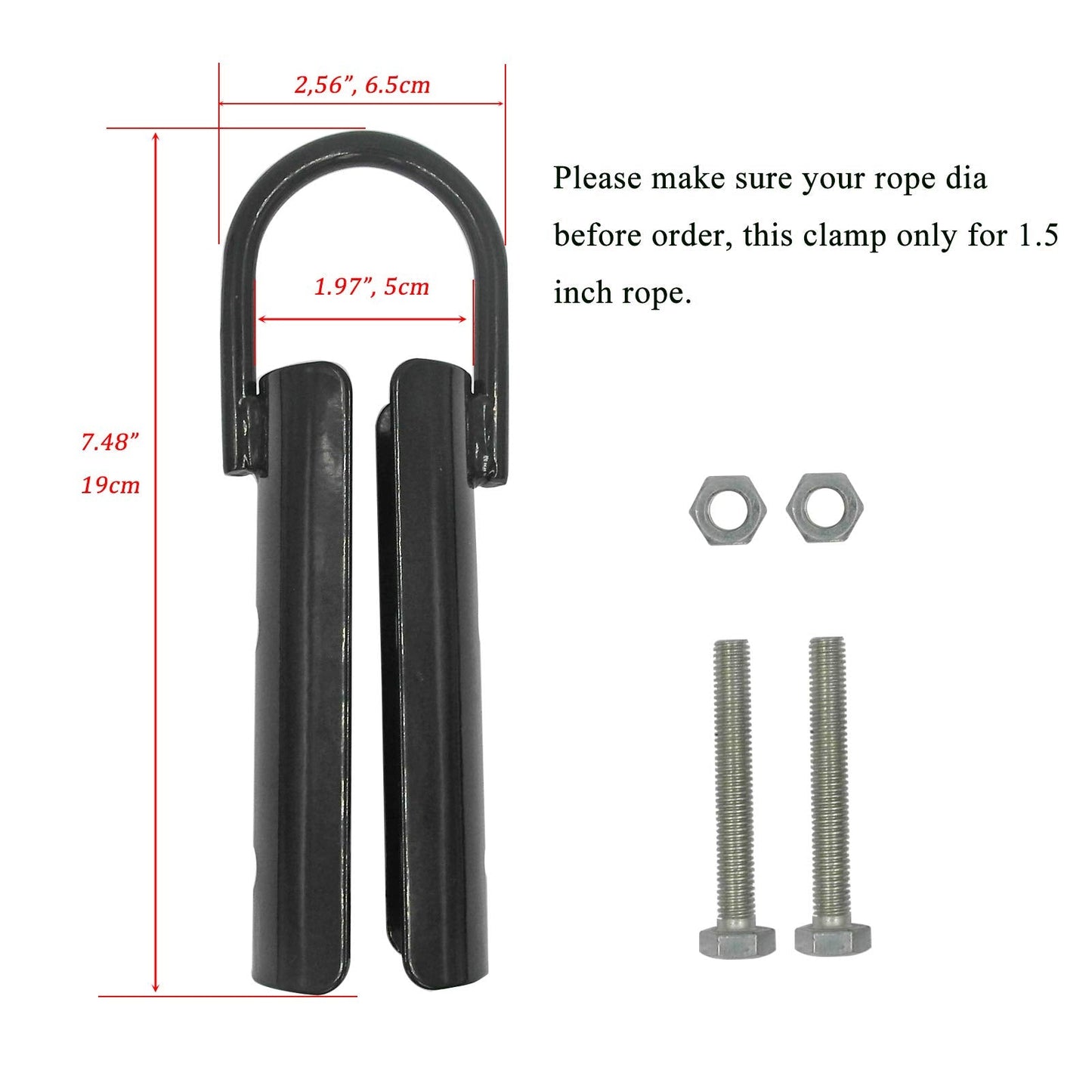 Forellfit 1.5” Climbing Rope Clamp，4PCS Rope Climb Clasp Workout Rig Attachment Hook for Rope Climbing Garage Gym Fitness Equipment Strength Training Home Indoor Safety