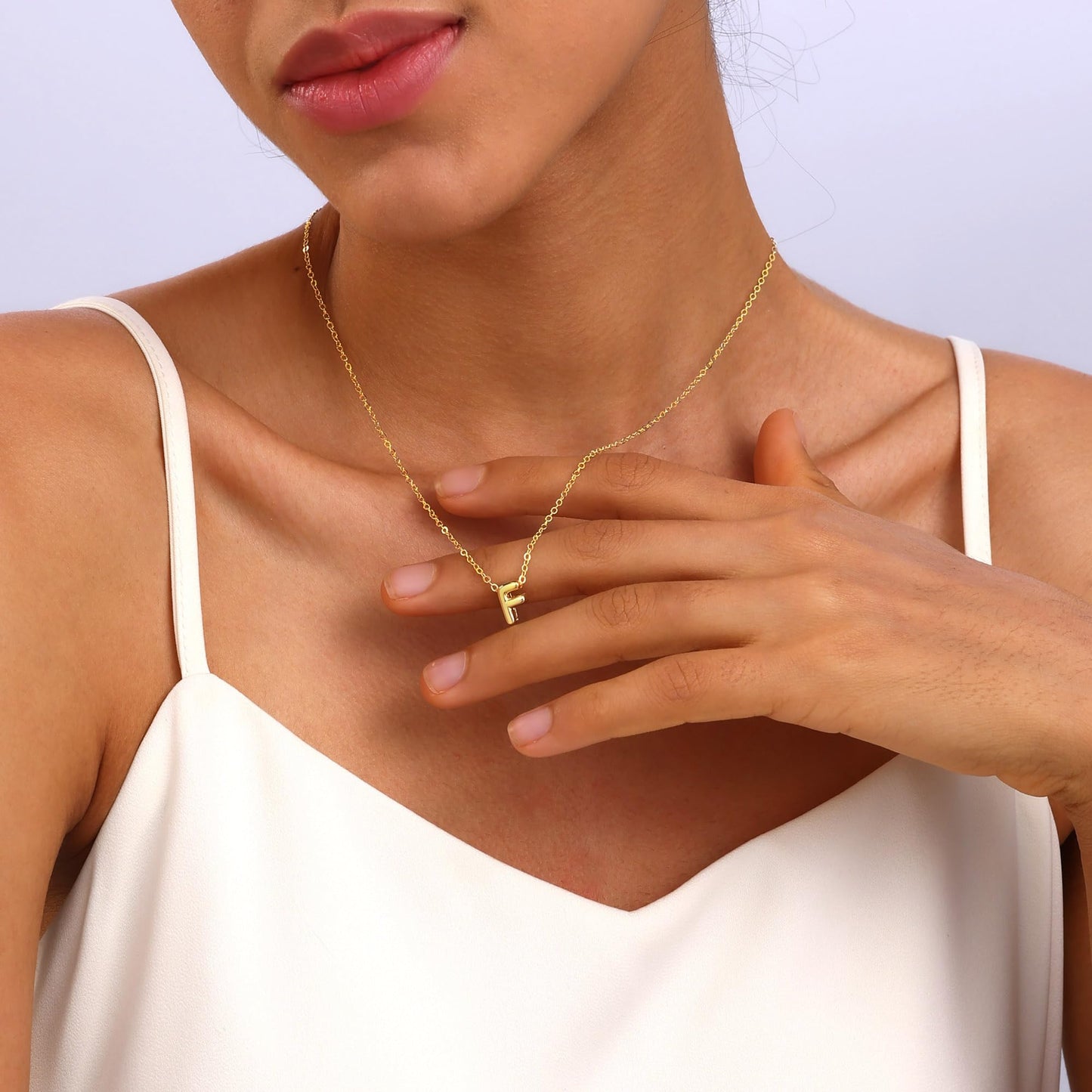 CUEZIY 14K Gold Plated Bubble Letter Necklace Initial Necklaces for Women Dainty Personalized Charm Pendant Name Necklace Cute Non Tarnish Fashion Accessories Teen Gift Trendy Stuff Jewelry Gifts