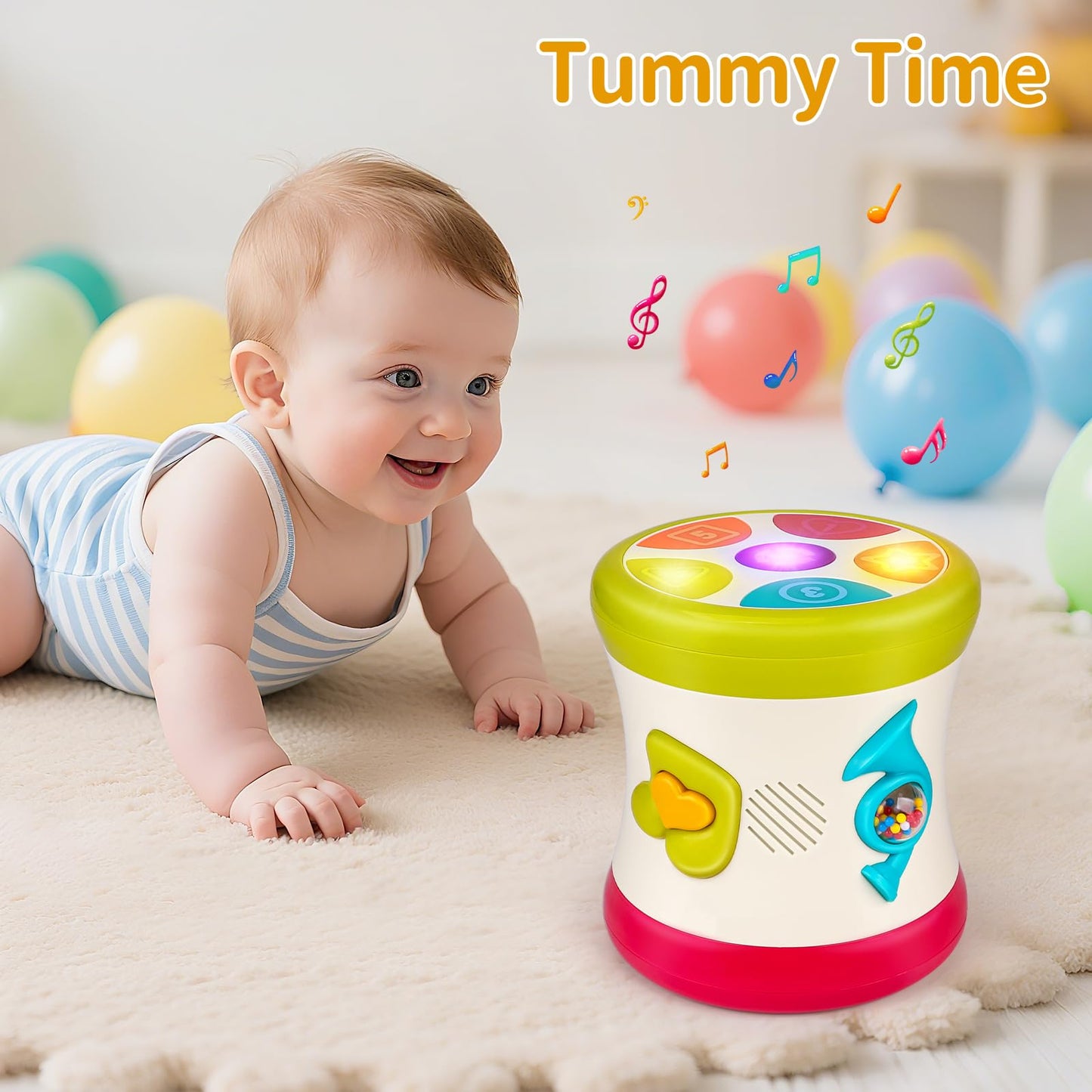 5 in 1 Baby Toy 0-6 Months Musical Early Learning Toy Drum for 1 Year Old with Light Toddler Sensory Toy for 1 2 Year Old Boy Girl Gifts