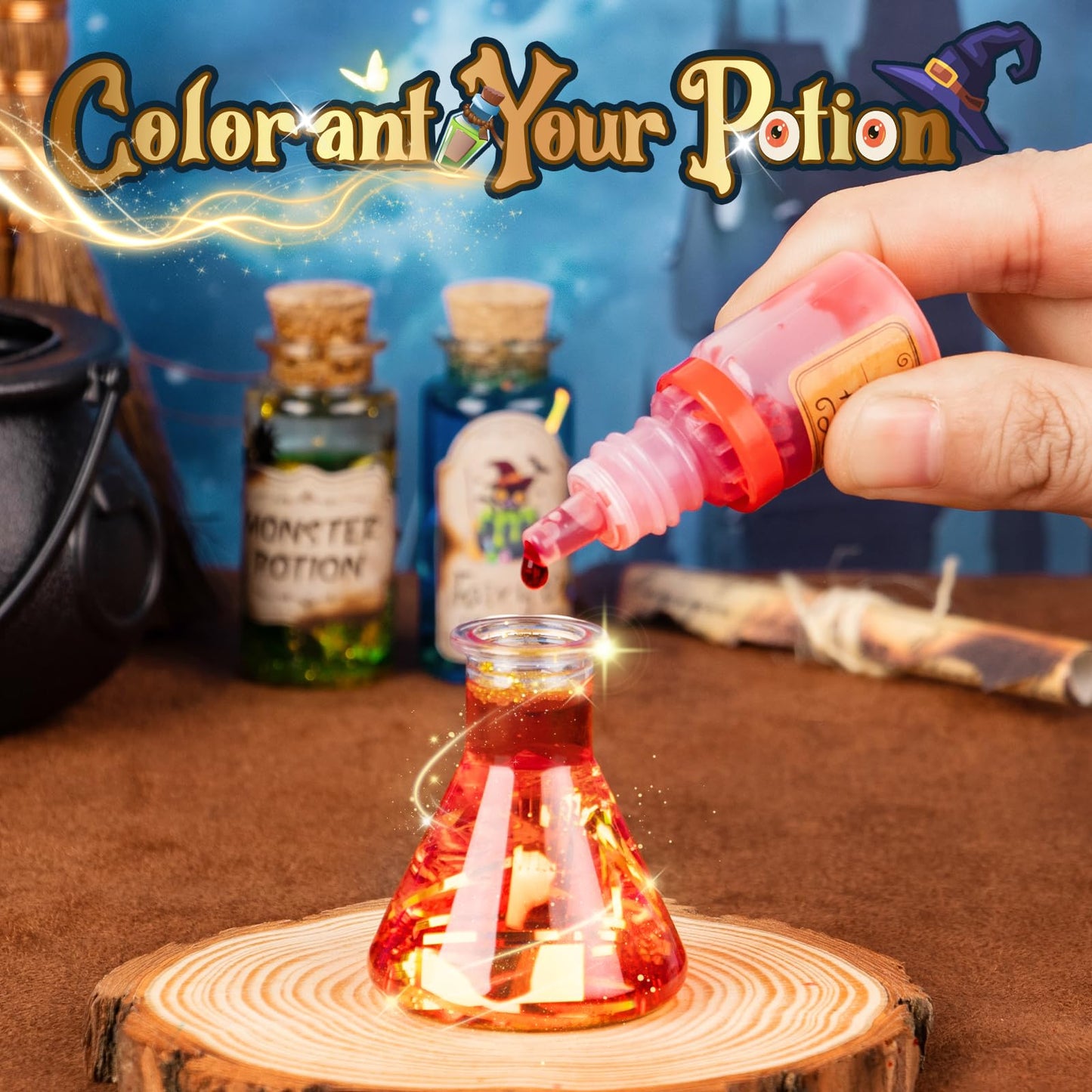 Alritz Science Potion Kits for Kids - 23 Magic Mix Potion Bottles, Witches Cauldron, Birthday Party Decorations Gifts Toys for Boys Girls 8 9 10 11+ Years Old