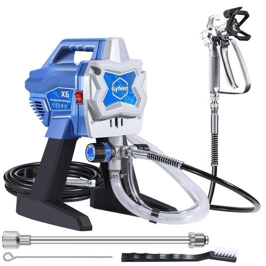 Gyfent X6 Airless Paint Sprayer, 0.31GPM Paint Sprayer for Home Interior 3000psi 650W High Efficiency Airless Sprayer with Low Overspray for House Painting DIY Furniture
