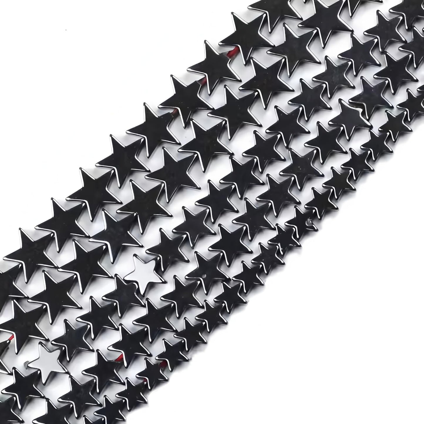 HAAMIIQII 90pcs 6mm Natural Black Hematite Loose Gemstone Beads Star Shape Spacer Stone Beads for Jewelry Making DIY Bracelets Necklaces Crafting