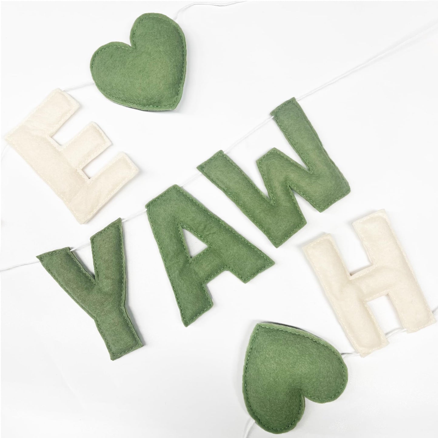 Sage Green Heart 1/2 Way to One Birthday Decoration Pre-Strung Handmade Felt Half Way To One Sign Banner for 6 Months Birthday Baby Boy Girl Neutral Decorations Party Nursery Home Wall Fireplace Decor