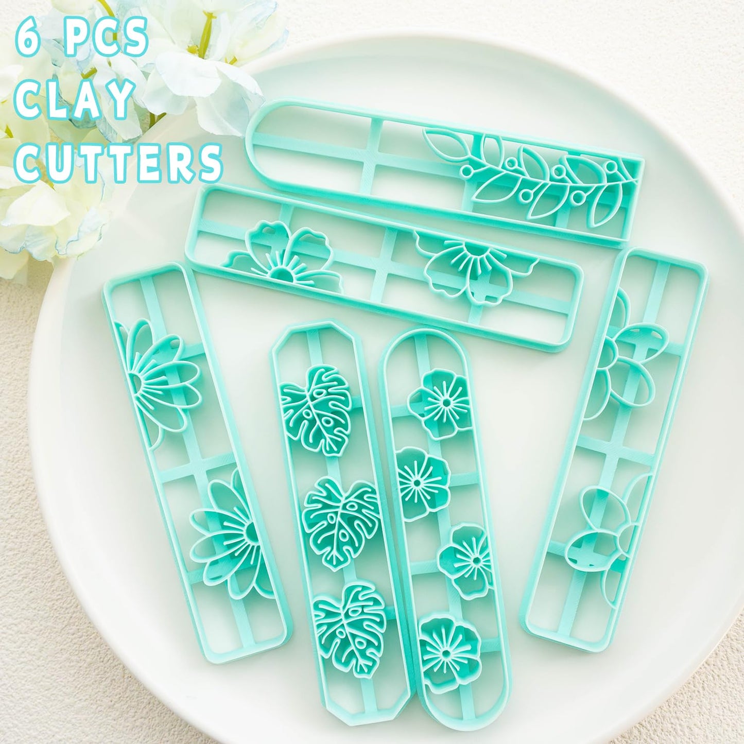 TAINSKY Bookmarks Polymer Clay Cutters, Floral Bookmark Creator for Polymer Clay Jewelry, 6 Pcs Reading Clay Cutters for Making Earrings Jewerly, Clay Earring Cutters, Polymer Clay Earrings Tools