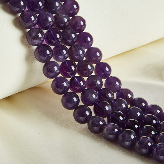 35pcs 10mm Natural Amethyst Beads Gemstone Beads Round Loose Beads for Jewelry Making