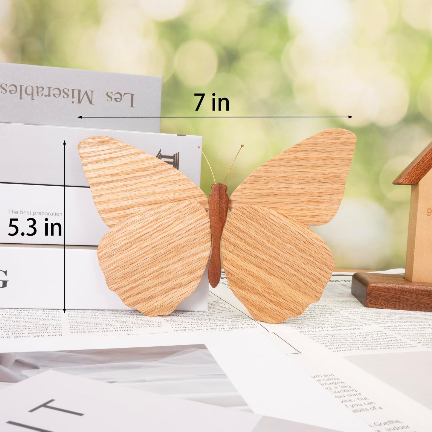 Telinego 2 Pack Handmade Wooden Butterfly Wall Art Hanging Decor Butterflies Wall Art Hanging Sculpture for Bedroom Bathroom Living Room Butterfly Home Decoration for Kids Baby Nursery Room Decor (Brown+Beige)