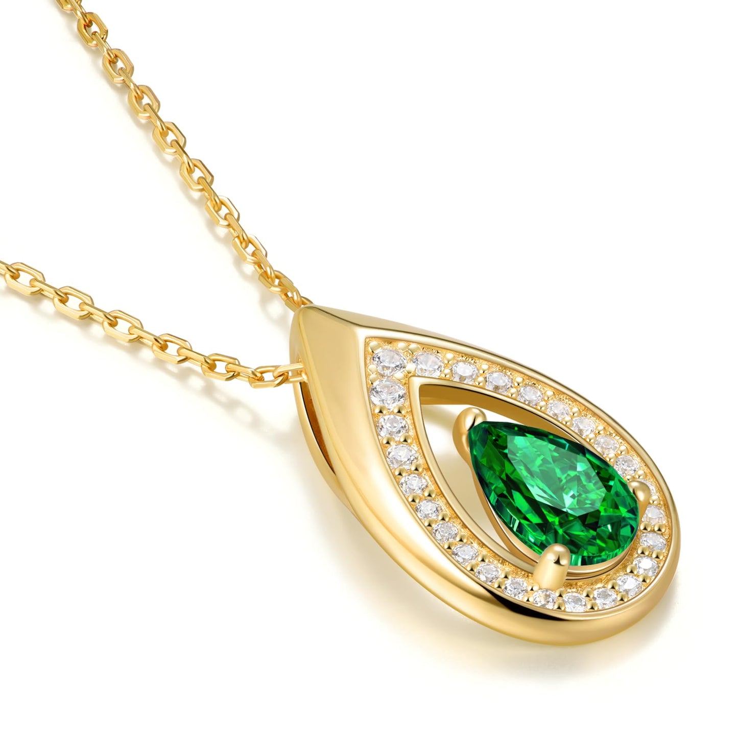 Kstyle 14k Gold Emerald May Birthstone Pendant Necklaces for Women Valentine's Day Birthday Gift Anniversary Jewelry for Wife Daughter Grandma Mom Sister Non Tarnish