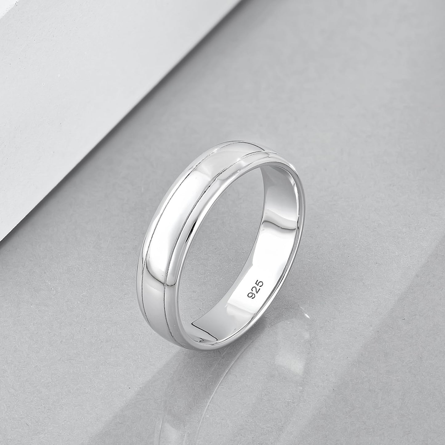 STARCHENIE 5mm Wedding Band Ring, 925 Sterling Silver Comfort Fit, Sizes 7