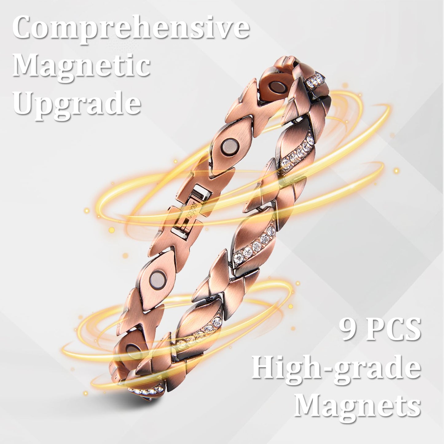 Fashtour 99.99% Pure Copper Magnetic Bracelet for Women, Heart Wire Design Adjustable Jewelry with 3800 Gauss Magnets, Elegant Gift Box