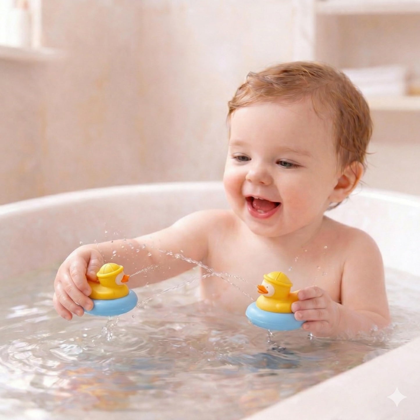 2-Pack Duck Baby Teething Toys, Detachable Silicone Infant Teethers & Bath Toys, Floating Water Sensory Toys for Babies 3+ Months, Food Grade BPA-Free Chew Toys for Bathtub & Pool, Ideal Baby Gift