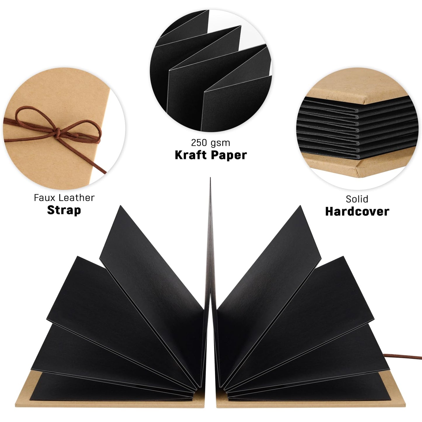 Mauproy 6 x 8 Inch Small Scrapbook Album with Black Pages, Stretchable Folding Photo Album with DIY Accessories Kit, Hardcover Memory Book Accordion Adventure Scrapbook