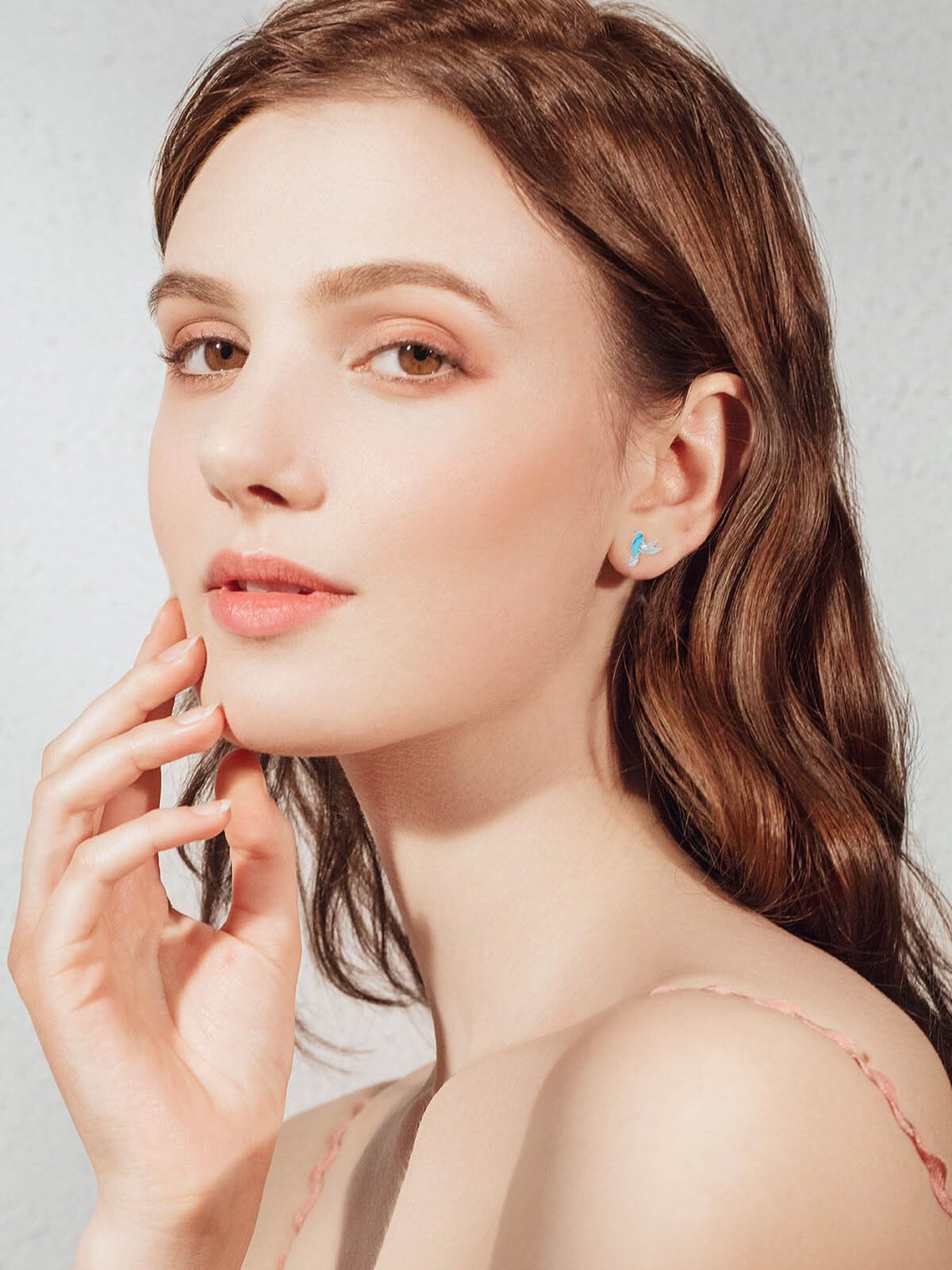 WINNICACA Hummingbird Stud Earrings for Women Turquoise Earrings 925 Sterling Silver Jewelry Hypoallergenic Gift for Sensitive Ears Birthday Mothers Day Gifts for Mom Women Wife