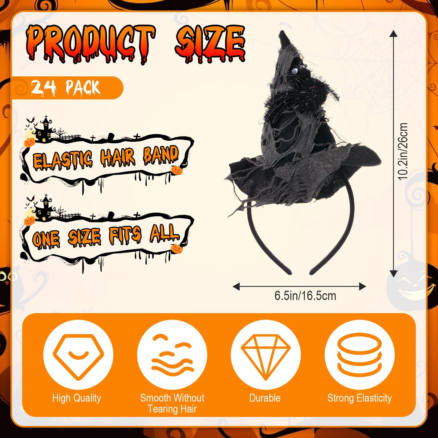 Lyrow Halloween Headbands Bulk for Women Halloween Witch Hat, Spiderweb, Bat, Ghost, Eyeballs, Boo Headwear Photo Booth Props for Women Adult Cosplay Costume(24 Pcs,Fresh Style)