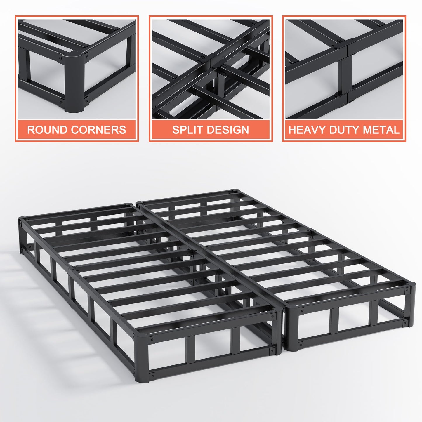 Yicensen Split California King Box Spring 5 Inch, Low Profile Heavy Duty Metal Box Spring Cal King Size with Fabric Cover, Noise-Free, Quick Assembly
