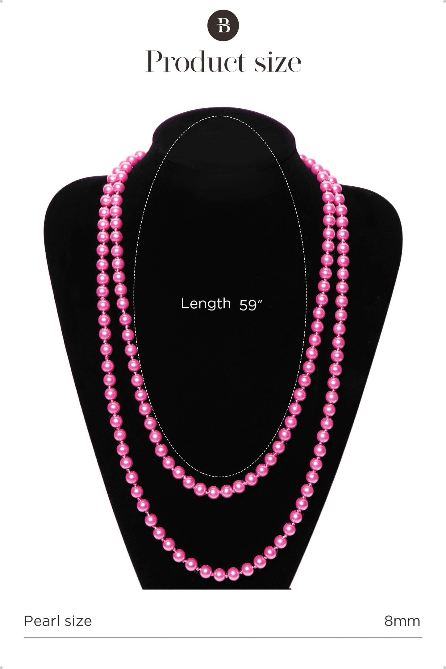BABEYOND Long Pearl Necklace Faux Pearls Necklace Set Beaded Long Pearls Necklace 1920s Gatsby Costume Jewelry (Rose red)