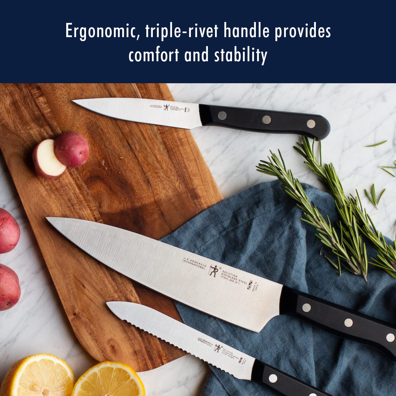 HENCKELS Solution Razor-Sharp 16-pc Knife Set, Chef Knife, Bread Knife, Steak Knife, German Engineered Informed by 100+ Years of Mastery
