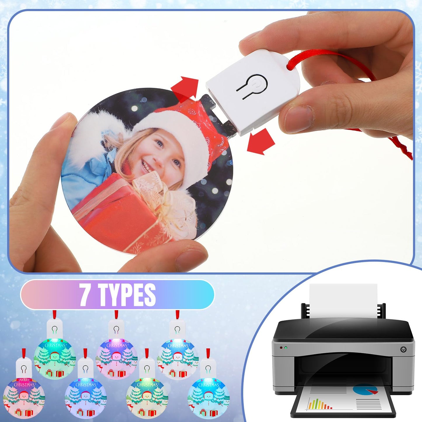 Halloscume 10 Pcs Christmas Sublimation Ornament Blanks Light up Acrylic LED White Pendants Ornaments Bulk for Heat Press Printing Xmas Tree DIY Handmade Crafts Party Decorations Supplies (Round)